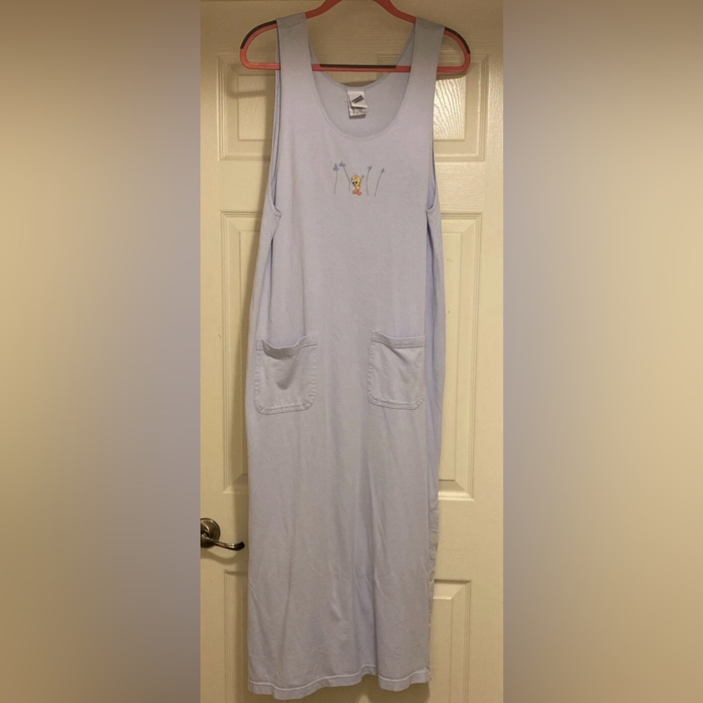 Vtg 2000 Warner Bros Store Tweety Les Fleurs Embroidered Cotton Dress